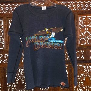 Vintage Harley Davidson Women’s Black Thermal Long John’s Size Medium